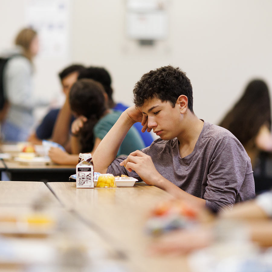 Boy at lunch table