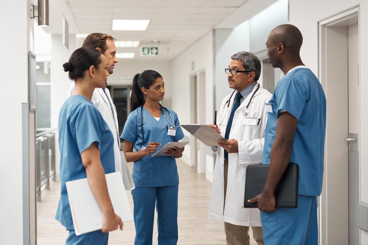 teamwork and medical team conversation on a surgery or consultation